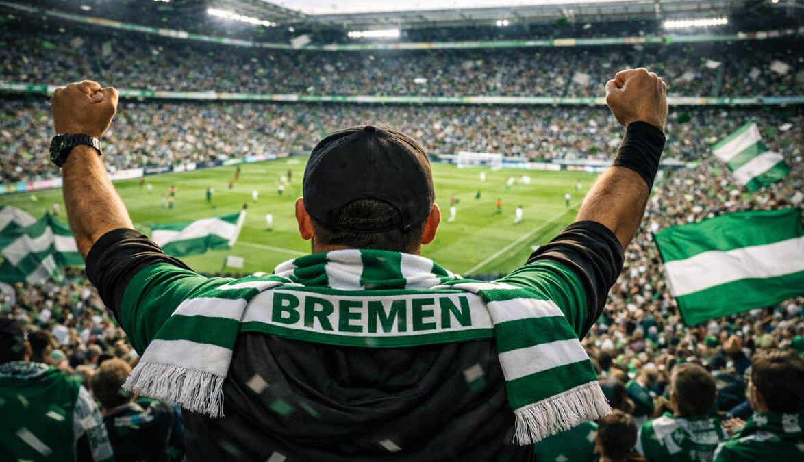 Football fans at Werder Bremen’s Weserstadion